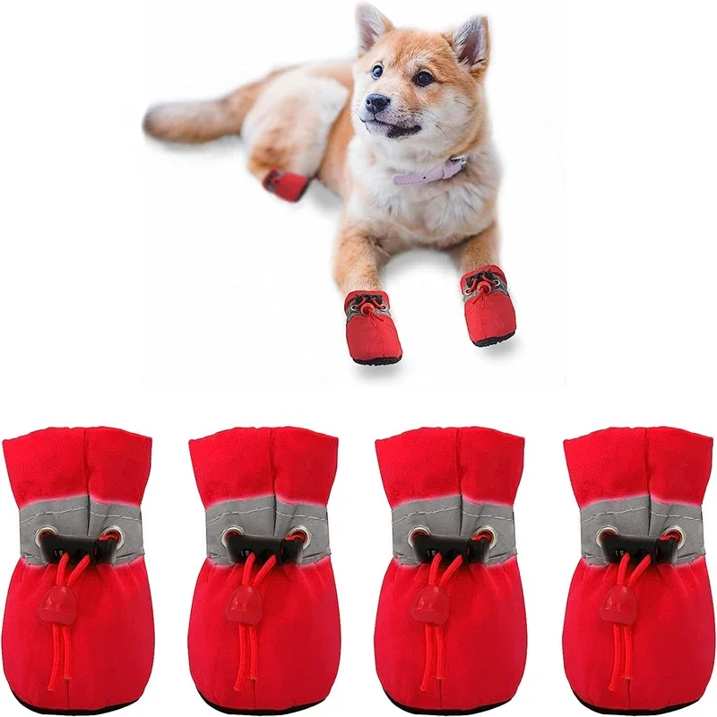 Bottes de neige imperméables et antidérapantes pour chiens, 4 pièces, épaisses et chaudes pour petits animaux de compagnie