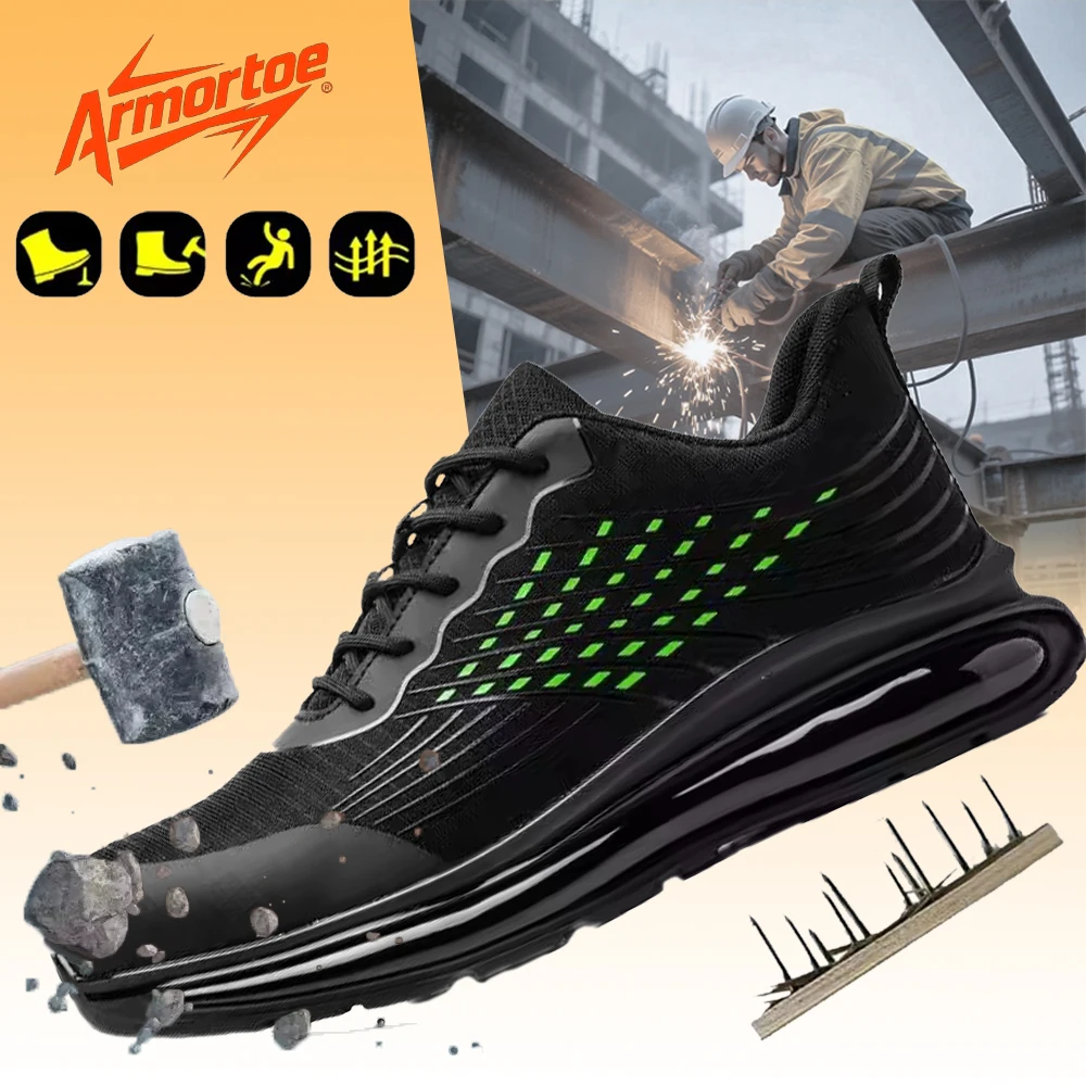 

ArmorToe Steel Head Four Seasons Противоударная противоударная защитная обувь Удобная дышащая нескользящая рабочая обувь # Броня2705