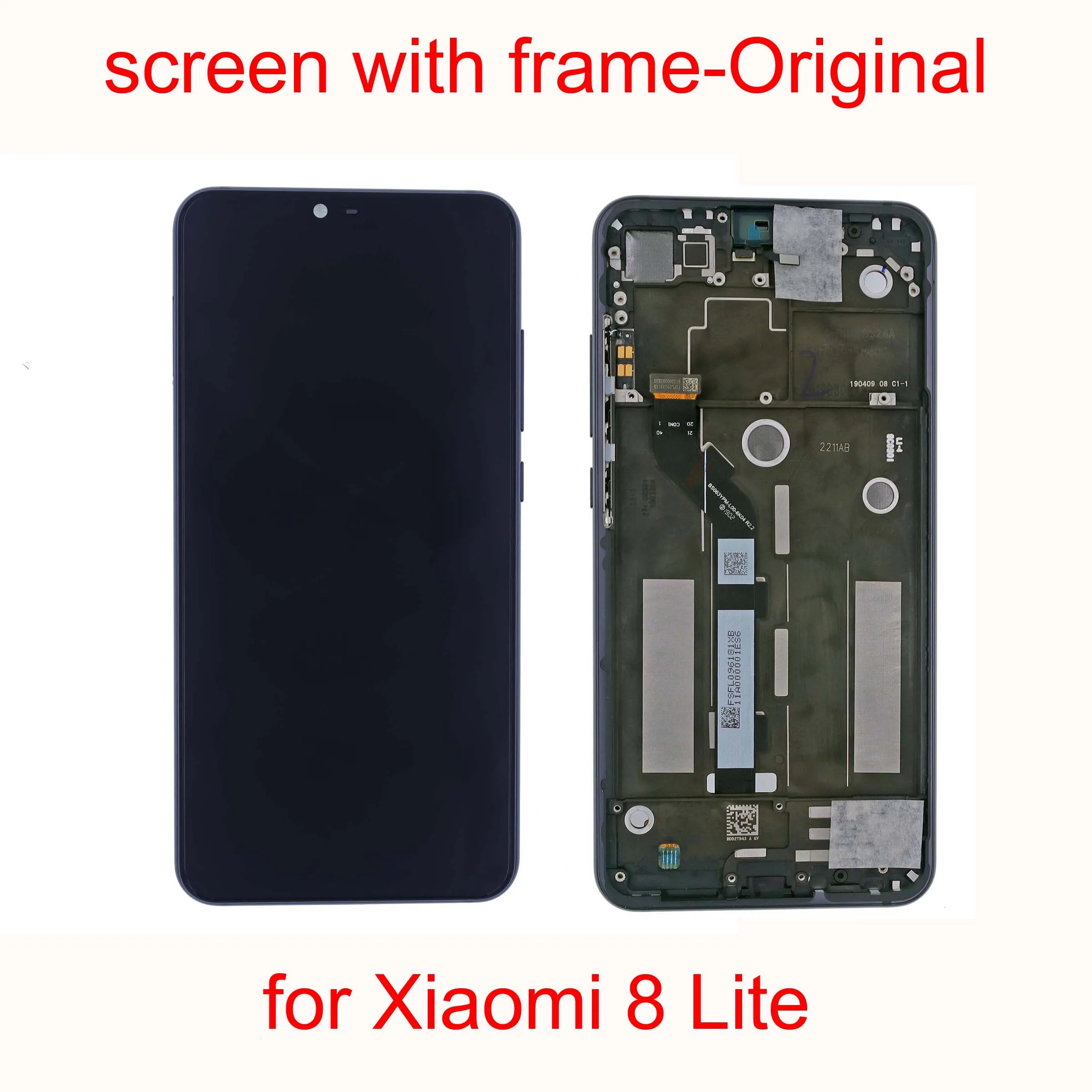 Ten points supported LCD Touch Screen Digitizer Assembly for xiaomi 8 lite, Complete Screen with Frame for Mi 8 Lite, New