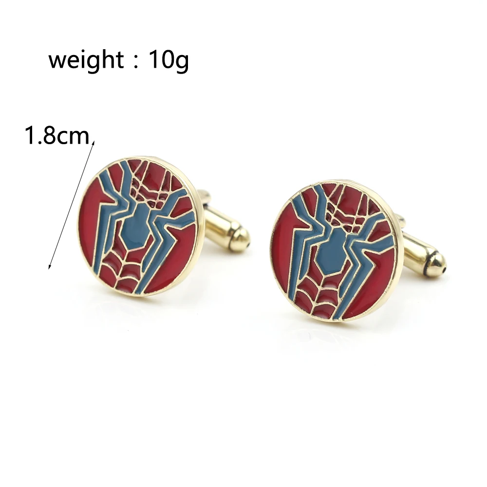 Avengers Superhero Spiderman Cufflinks Marvel Metal Enamel Cuff Links Spider Logo Cuff Button Men Suit Jewelry Accessories