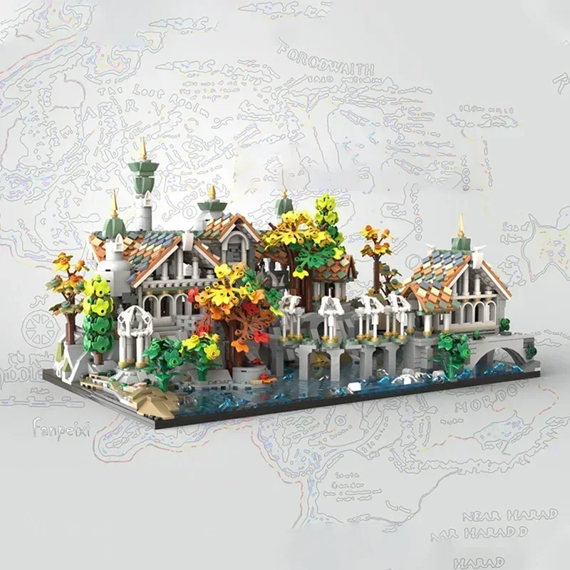 Anéis filmes modelo moc tijolos de construção medieval jardim castelo tecnologia blocos modulares presentes brinquedos natal diy conjuntos montagem