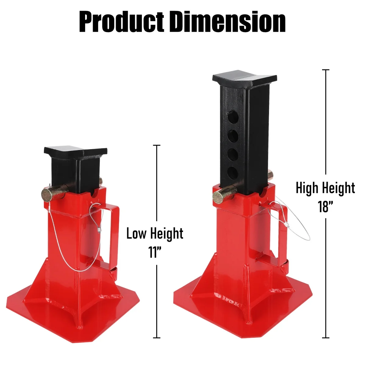 1 Pair Heavy Duty Pin Type Car Jack Stand with Lock, 12 Ton (26,400 lb) Capacity/22 Ton (44,000 lb) Capacity