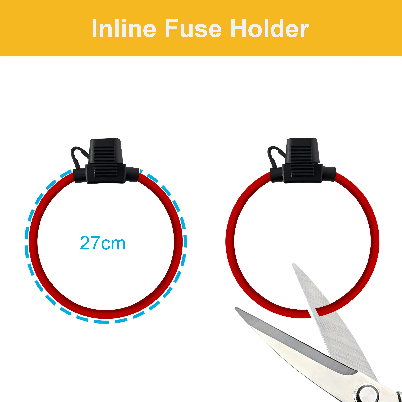 10/12/14/16/18AWG Inline-Sicherungshalter, wasserdicht, mit ATO/ATC-Flachsicherung, 5 A, 10 A, 15 A, 20 A, 30 A, 40 A, Sicherungshalter in Standardgröße – Detail 1