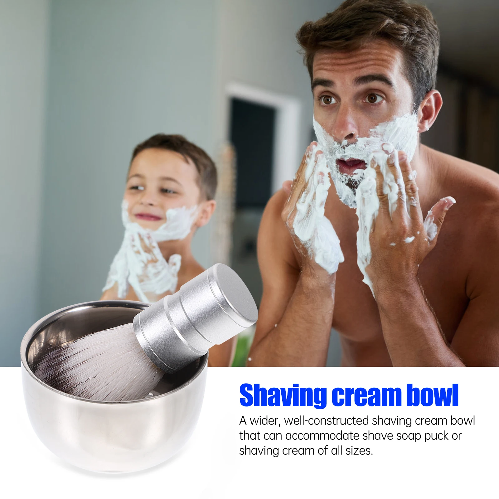 مجموعة أوعية فرشاة الحلاقة من النايلون للشعر المصنوع من الفولاذ المقاوم للصدأ بطبقة مزدوجة كوب حلاقة عازل للحرارة للحلاقة الرطبة واللحية #4