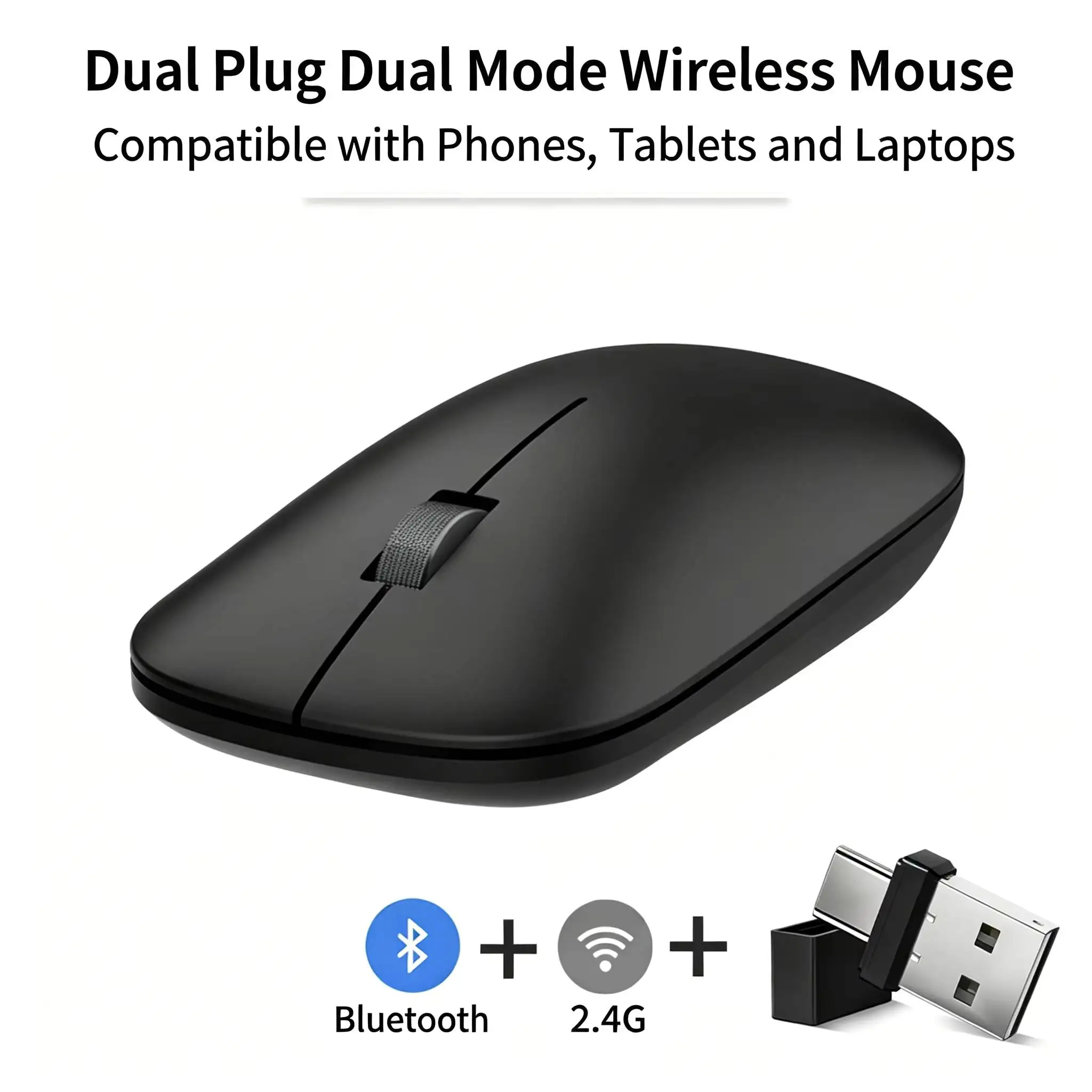

New USB Type-C Dual Port Wireless Bluetooth Mouse 2.4G Dual Mode Silent Ergonomic Metal Scroll Wheel Mice For Desktop Notebook