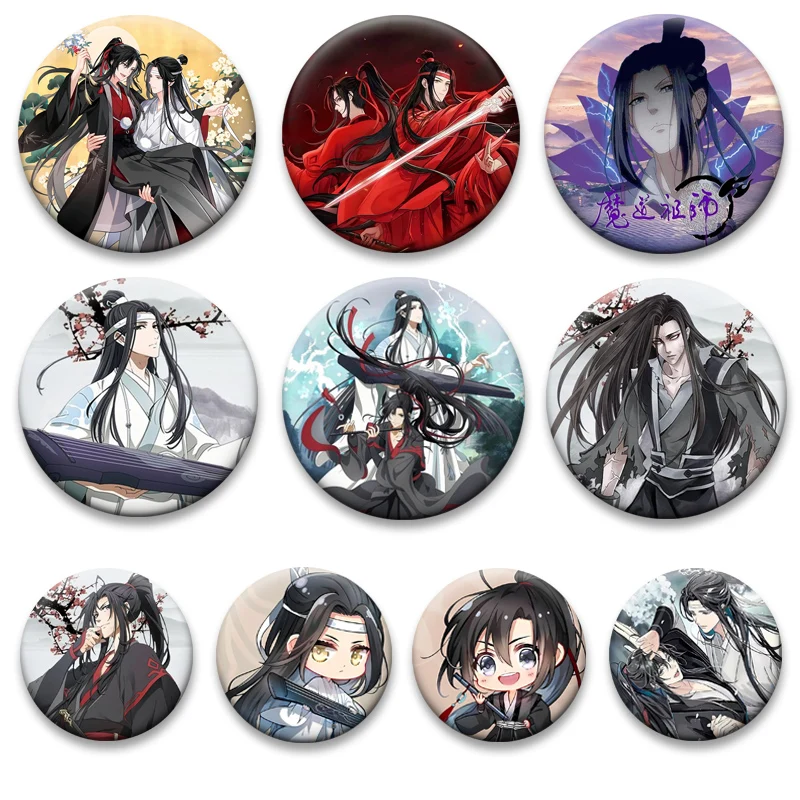 Mo Dao Zu Shi Anime Pins Wei Wuxian Lan Wangji Comic Brooches Cartoon Character Wei Ying Lan Zhan Badge Backpack Accessorie Gift