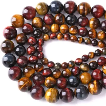6/8/10mm A+ Quality Natural Stone Tiger's Eye Stone Round Loose Beads for Jewellery…