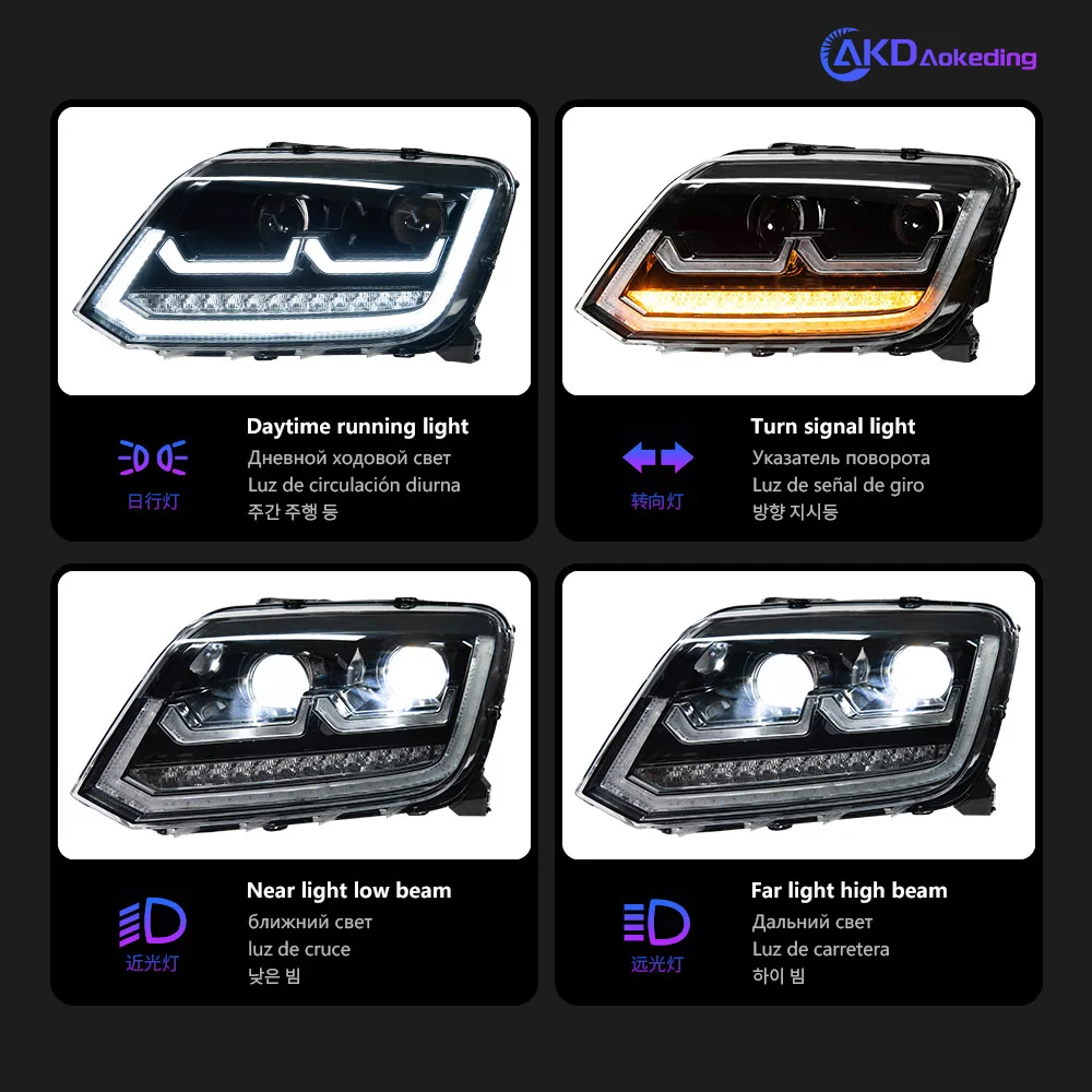 Faros delanteros de coche para VW Amarok, faros LED 2010-2022, faros Amarok DRL, señal de giro, lente de proyector LED de haz alto