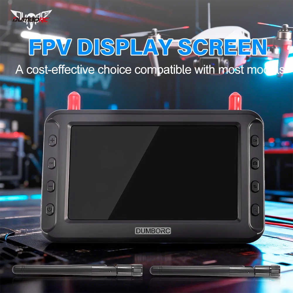 

DUMBORC 4.3in FPV HD Display 5.8G Image Transmission Dual Antenna for X6 Frsky Flysky RadioLink RC Car Boat Drone Transmitter