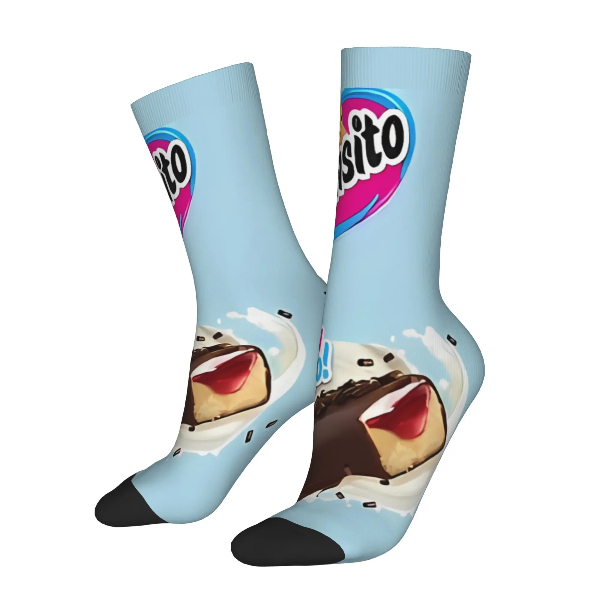 

1 Pair Funny Sock Gansito Chocolatey Snack Harajuku Seamless Pattern Printed Men Crew Socks Casual Men's Socks