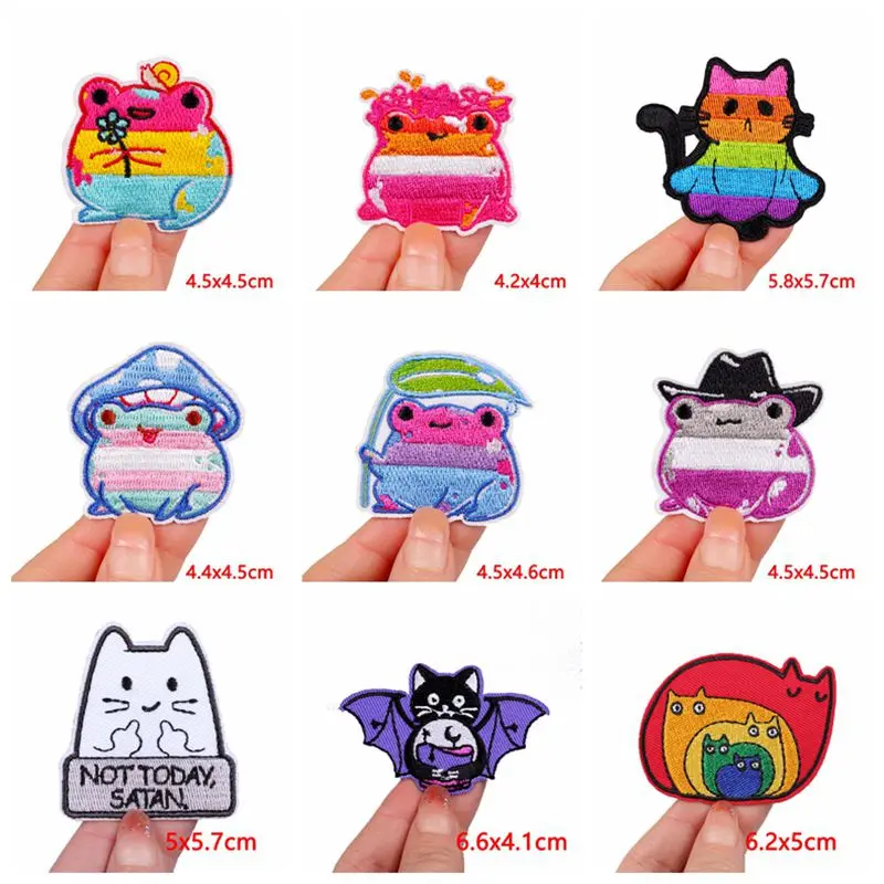 10pcs/lot Hippie Cat Embroidered Patches For Clothing Thermoadhesive Patches On Clothes Sewing Animals Patch DIY Iron On Patches