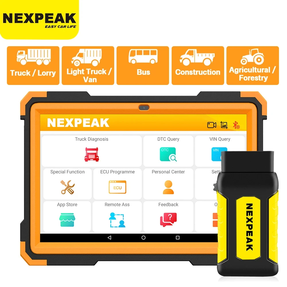 

NEXPEAK K2 Heavy Truck Diagnostic Scanner Tool OBD2 VCI Full System Diagnostic Device For Truck Tractor DPF Cluster Calibration