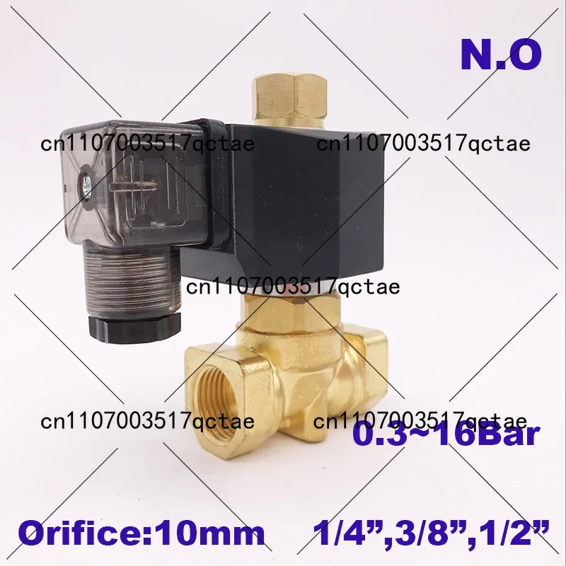 

2-ходовой латунный водяной нормально открытый электромагнитный клапан 1/4 3/8 1/2 дюйма переменного тока 220 В 24 В 12 В отверстие 10 мм 16 бар PXC Клапан давления