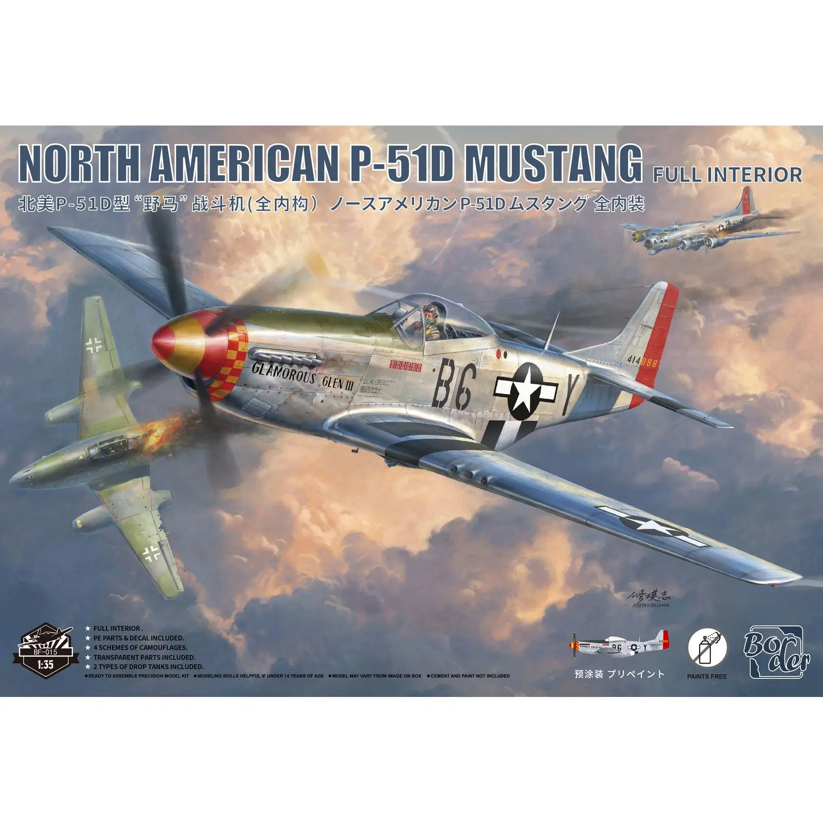 BORDER BF-015 1/35 North American P-51D Mustang w/Full Interior - Scale Model Kit