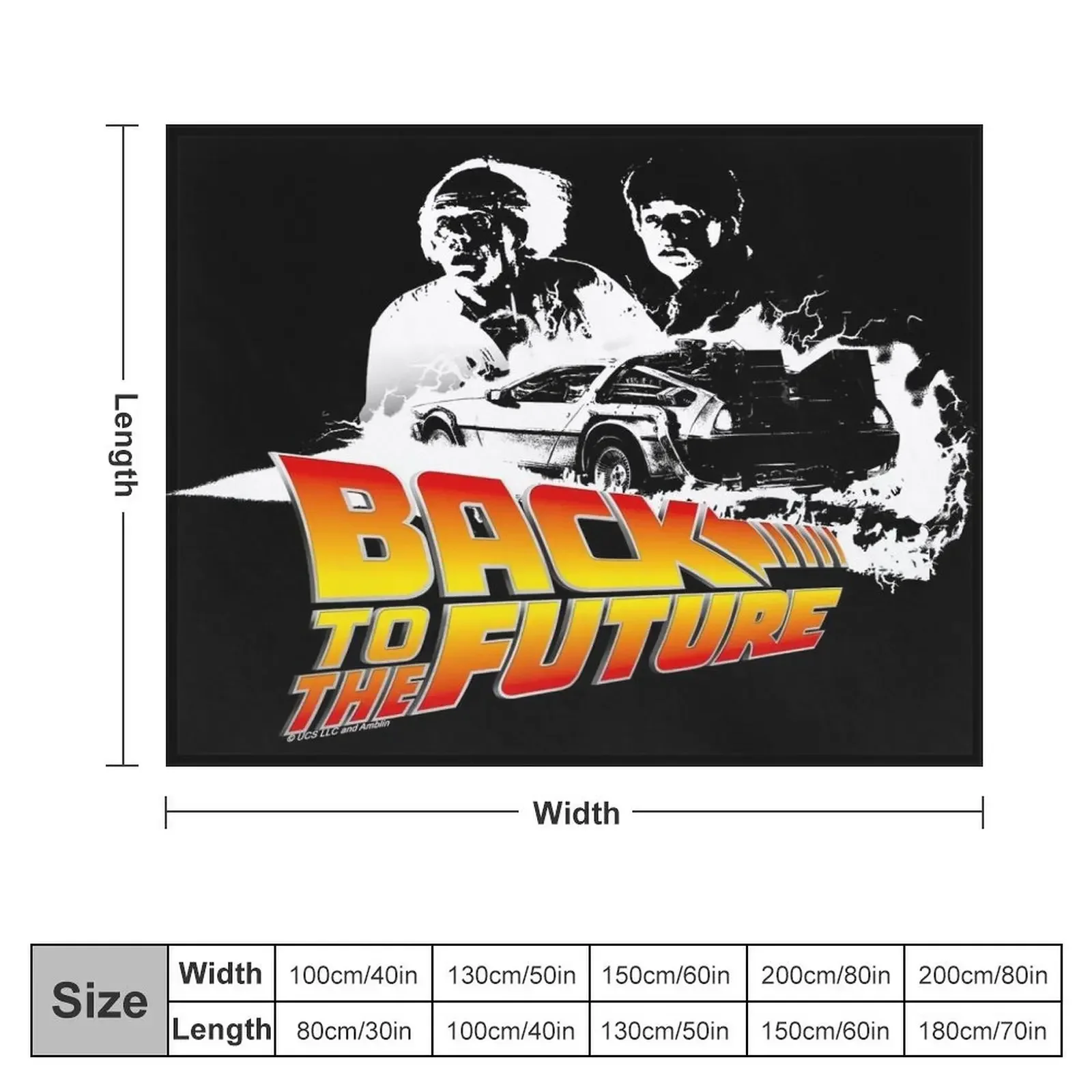 Back to the Future - DeLorean Fire Tracks, Marty and Doc Stencil Fan Art Throw Blanket Bed Fashionable cosplay anime Blankets