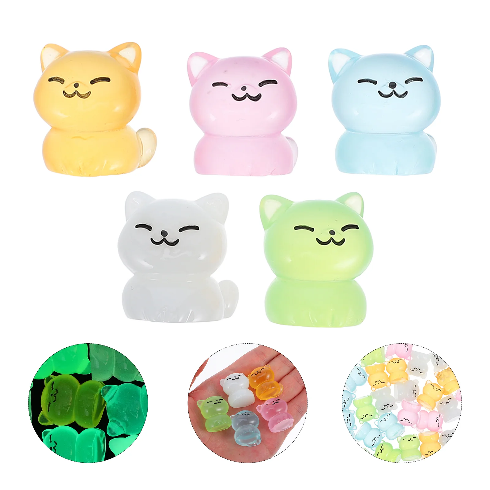 

30 Pcs Miniature Kitten Figurines Glow-in-the-dark Resin Cat Animals Figures Cake Topper