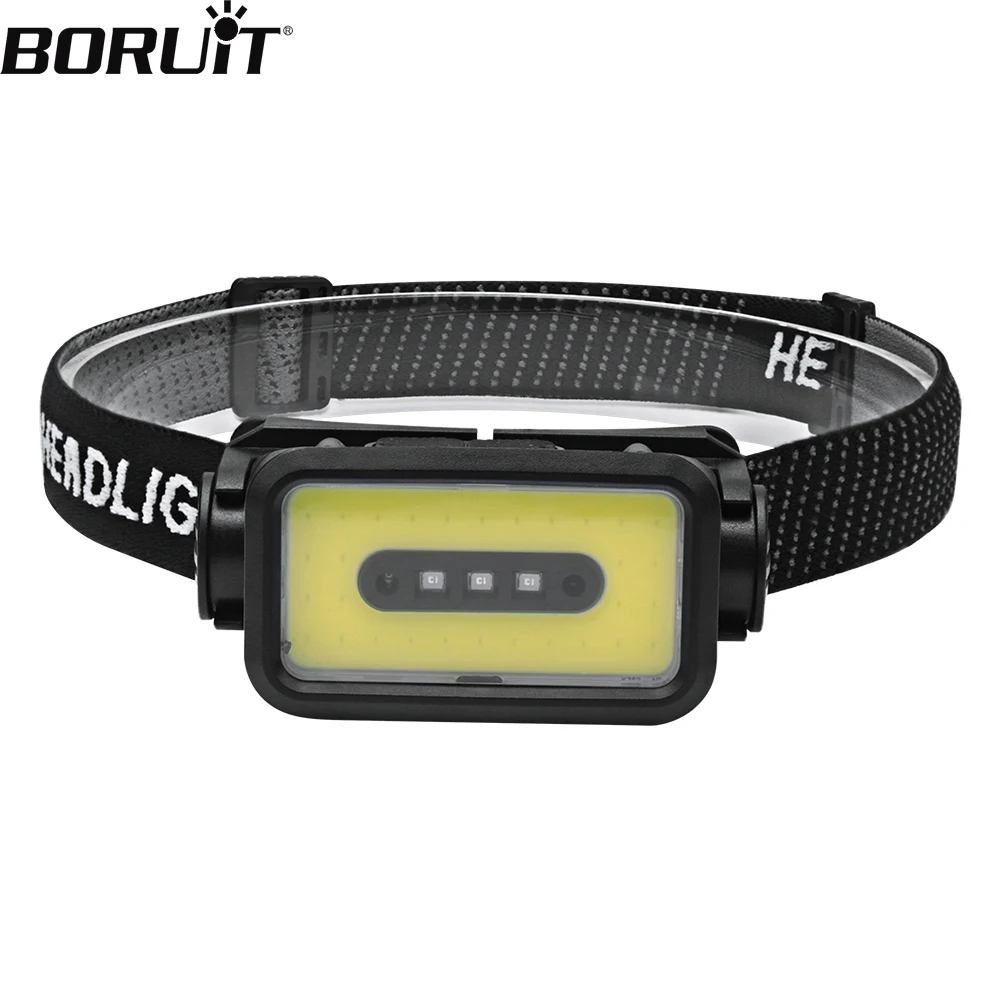 

BORUiT K352 LED Headlight Induction Headlight with Built-in Battery USB Rechargeable Light 18650 Torch Multiple Lighting Modes