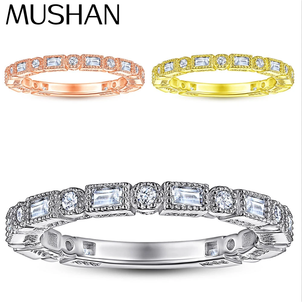 

165 MuShan Brand Jewelry 925 Sterling Silver Ring Cubic Zirconia 5A Marquise Fashion Women 18K Gold Plated Fine Jewelry Rings 12