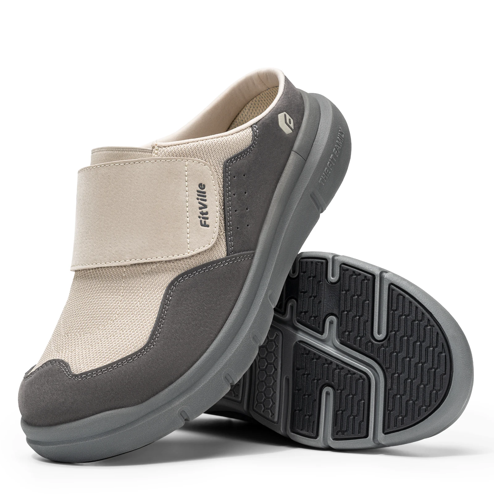 

FitVille Men's Wide Fit Arch Support Slippers Breathable Adjustable House Mules Orthopedic Indoor Walking Shoes