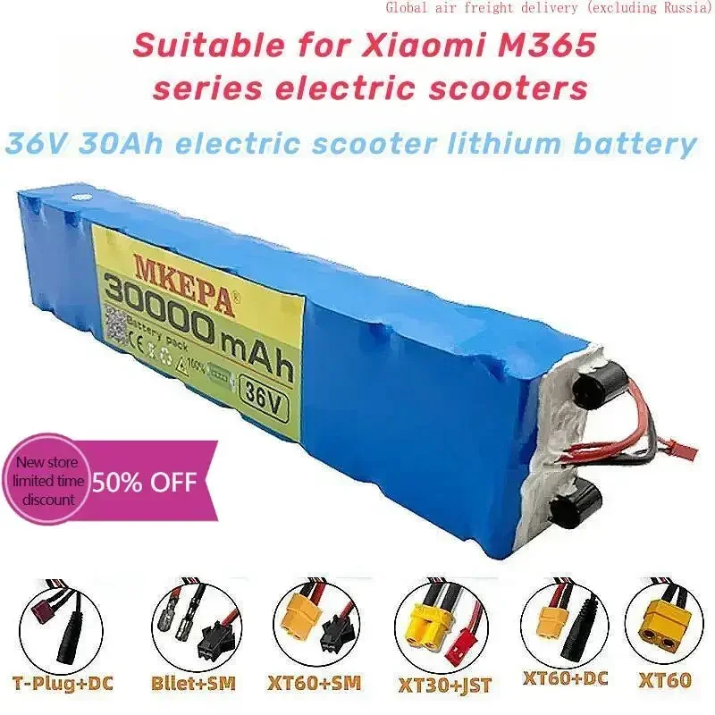 36V 30Ah lithium battery 10S3P for 500W same port 42V electric scooter electric bicycle power battery with BMS, for Xiaomi M365