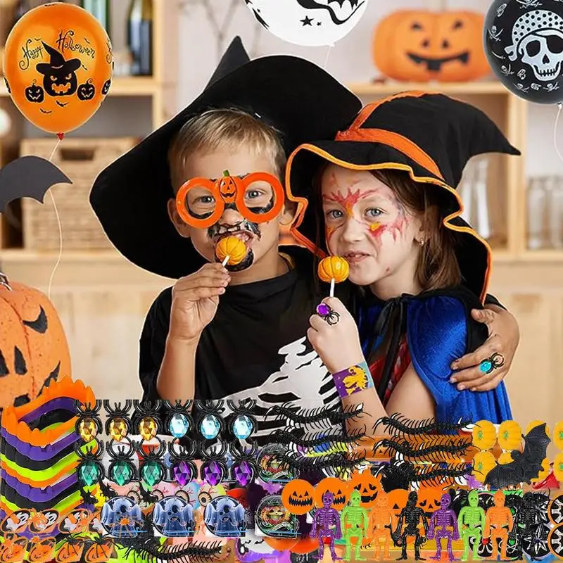 Halloween Fidget Toys 205 Pieces Halloween Tiny Toys Funny Goody Bag Fillers Halloween Party Bags Silicone Halloween Treat