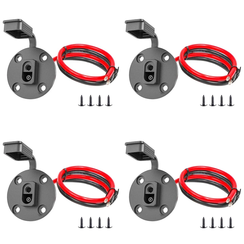 

4X Solar Weatherproof SAE Socket Sidewall Port, SAE Cable Quick Connect Panel Mount Universal Flush-Mountable Connector