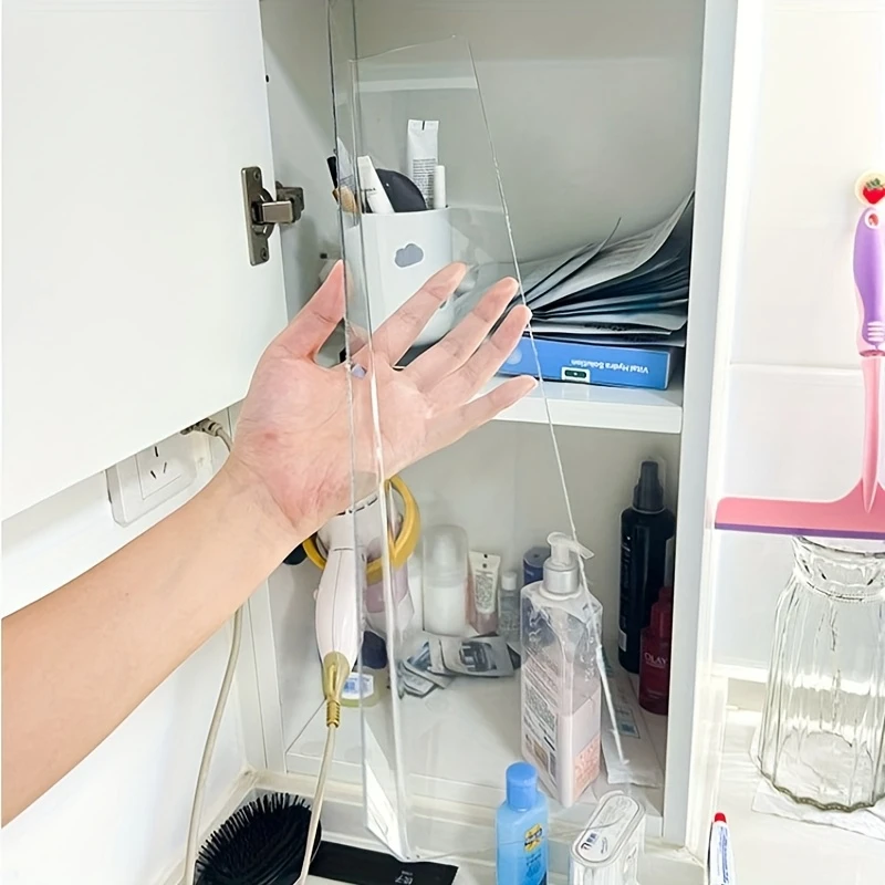 365 day use of 1 heavy-duty L-shaped desk gap barrier - transparent self-adhesive anti drop plate with polished chrome edges, de