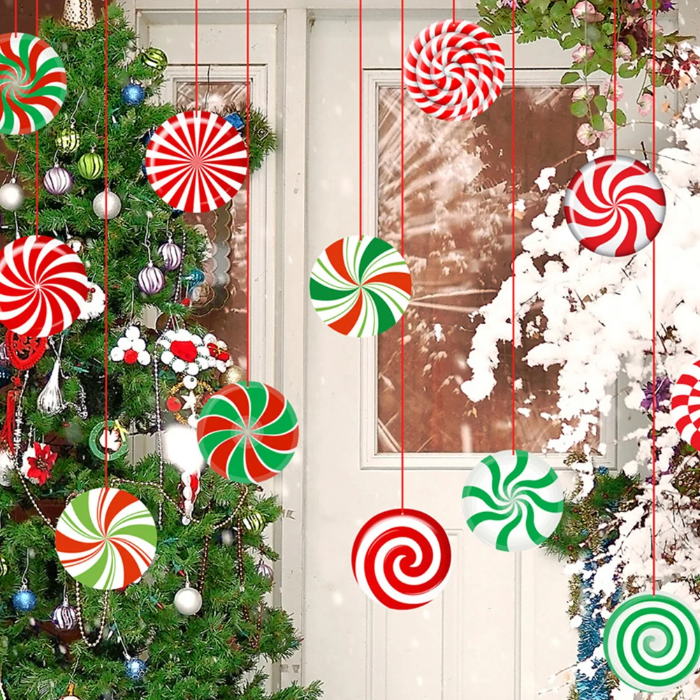 

Candy Shaped Hanging Ornaments Christmas Tree Decor Plastic Pendant For Holiday Party Garden Lawn Xmas Supplies