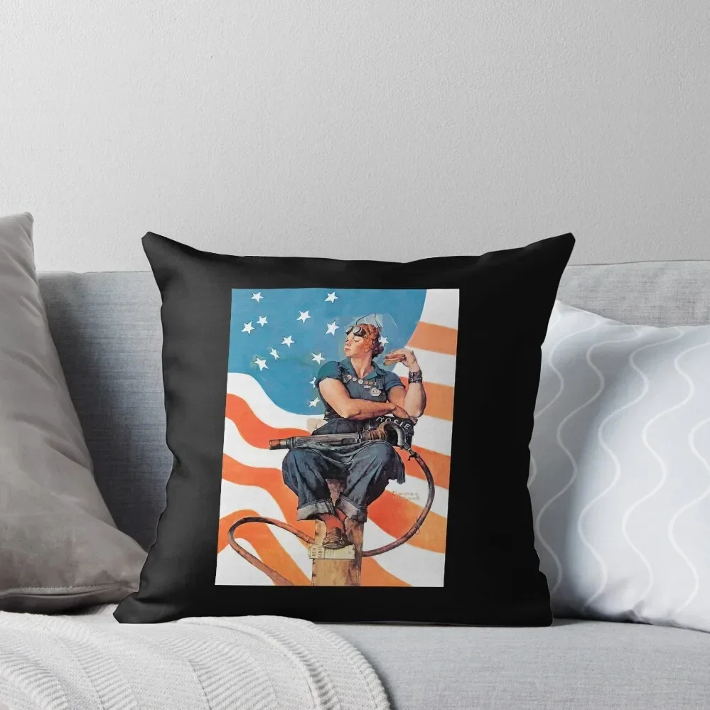 

Mens Womens Rosie The Riveter By Norman Rockwell Cute Graphic Gifts Throw Pillow Marble Cushion Cover pillow