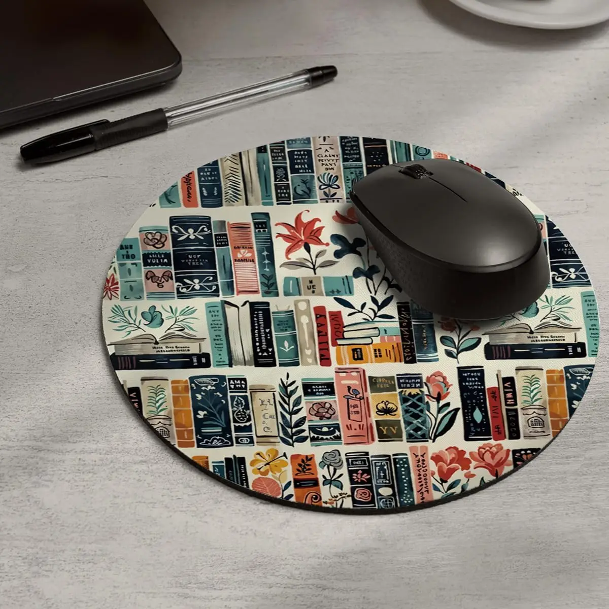 Mouse pad artisan Rectangular mouse pad floral bookshelf desk accessories book lovers gift non slip gaming mousepad