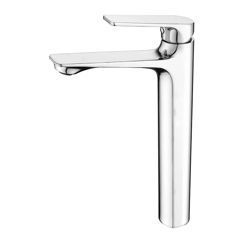 

Gun gray faucet, bathroom basin, single-hole sink, full-height extended hot and cold copper faucet on the basin
