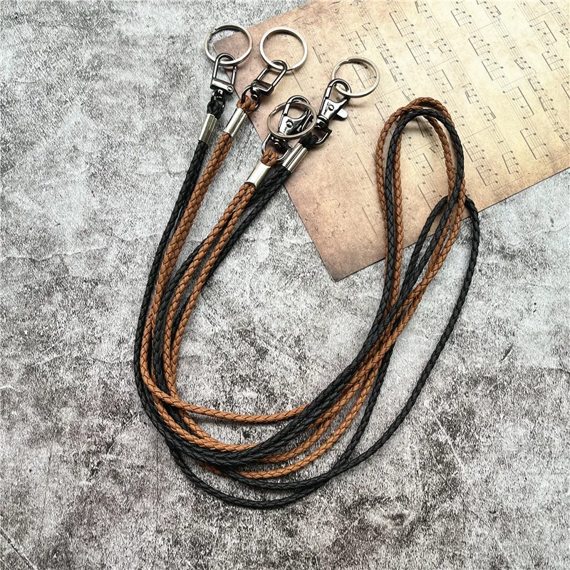 New style Braided Straps For Keys Lanyard Mobile Keychains Neck Straps High quality Leather Rope Mobile Phone Chain Lanyards