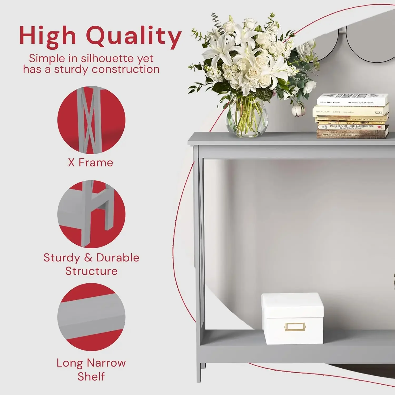 Gray Console Table, 2-Layer Entryway Table, Console for Entryway, Use As Doorway , or Accent Furniture