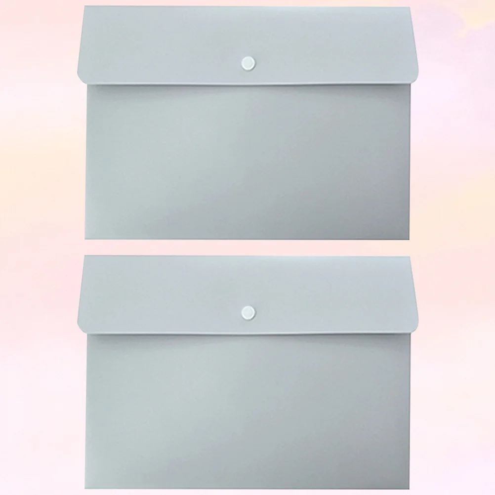 2Pcs Press Button File Folder A4 Transparent Waterproof Document Organizer for Office Home File Folder