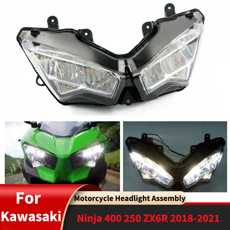 For Kawasaki Ninja 400 250 ZX6R 2018-2021 Motorcycle Front Headlight Assembly LED Head Light Lamp Accessories Indicators Tuning