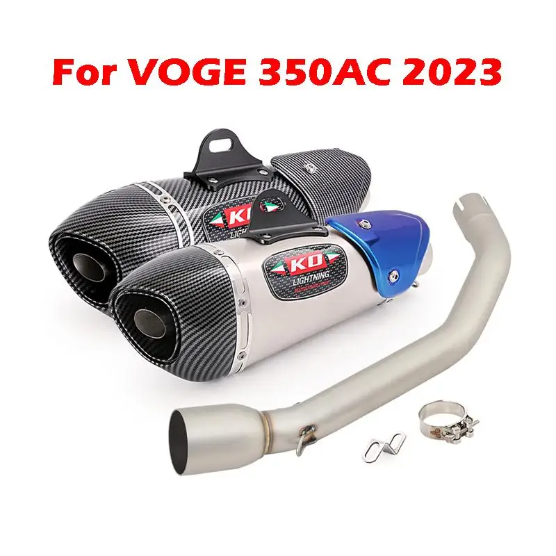 Slip For VOGE 350AC 350 AC 2023 Motorcycle Exhaust Mid Link Pipe 350mm Muffler Escape With Removable DB Killer Stainless Steel