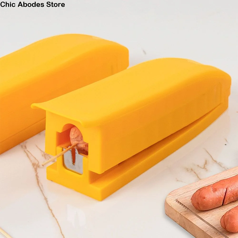 Multifunctional Creative Hot Dog Cutter Stainless Steel DIY Ham Slicer Yellow Efficient Sausage Peeler Barbecue Tools