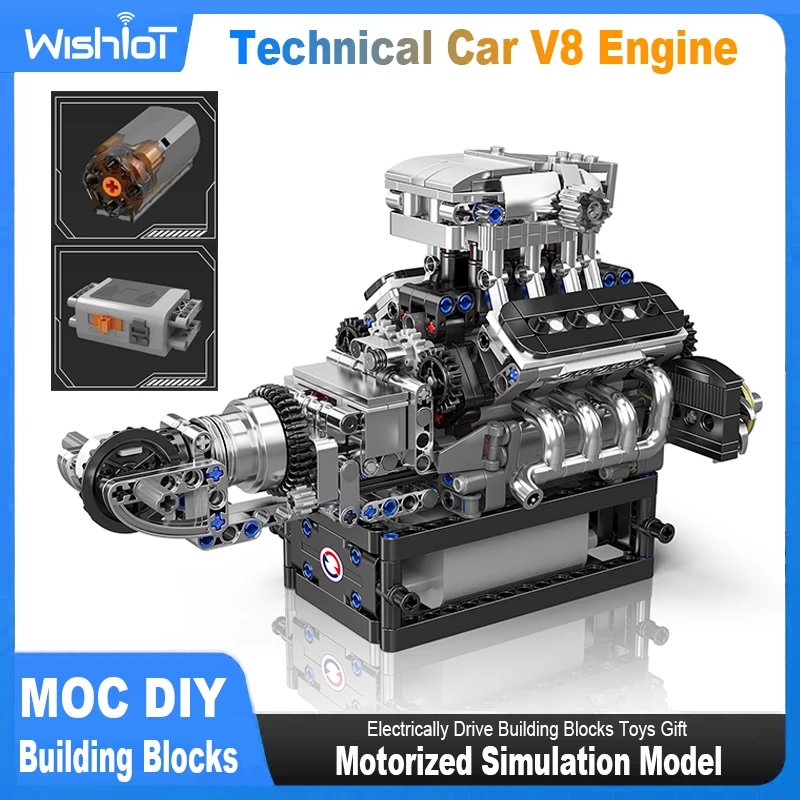 Mould King 10206 MCL Sport Car V8 Engine Building Blocks Bricks Technical Car Motorized Simulation Model Electrically Drive Gift