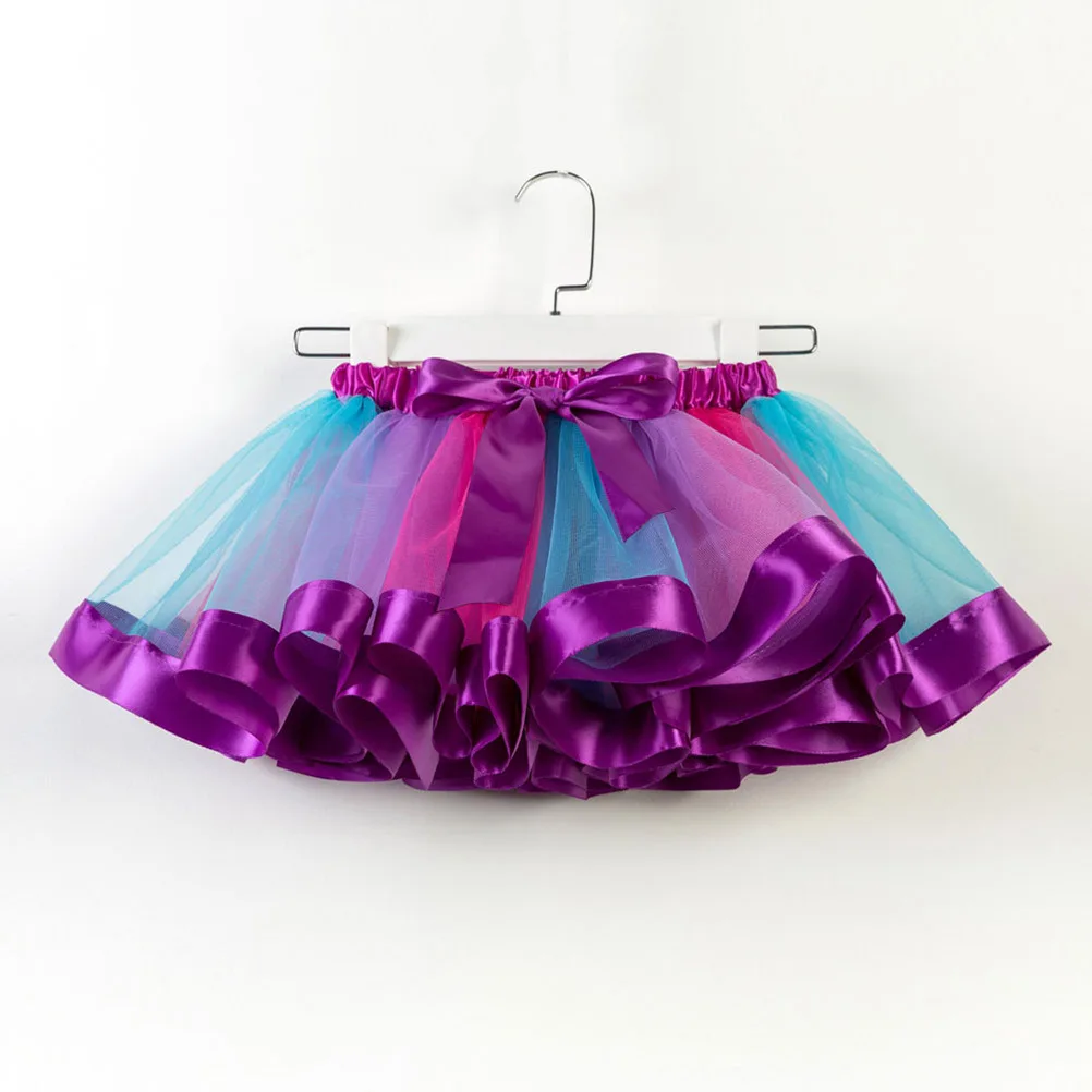 

Unicorn Headwear Skirt Set Kids Rainbow Tutu Dress For Halloween Birthday Party Polyester Mesh Tiered Ruffle Elastic Waist