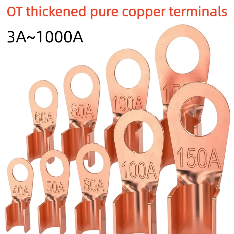 OT3A ~ OT1000A OT Terminal Wires Wire and Cable Connectors Bare Copper Bare Terminals Open-End Crimped Cable Connectors 2~50pcs