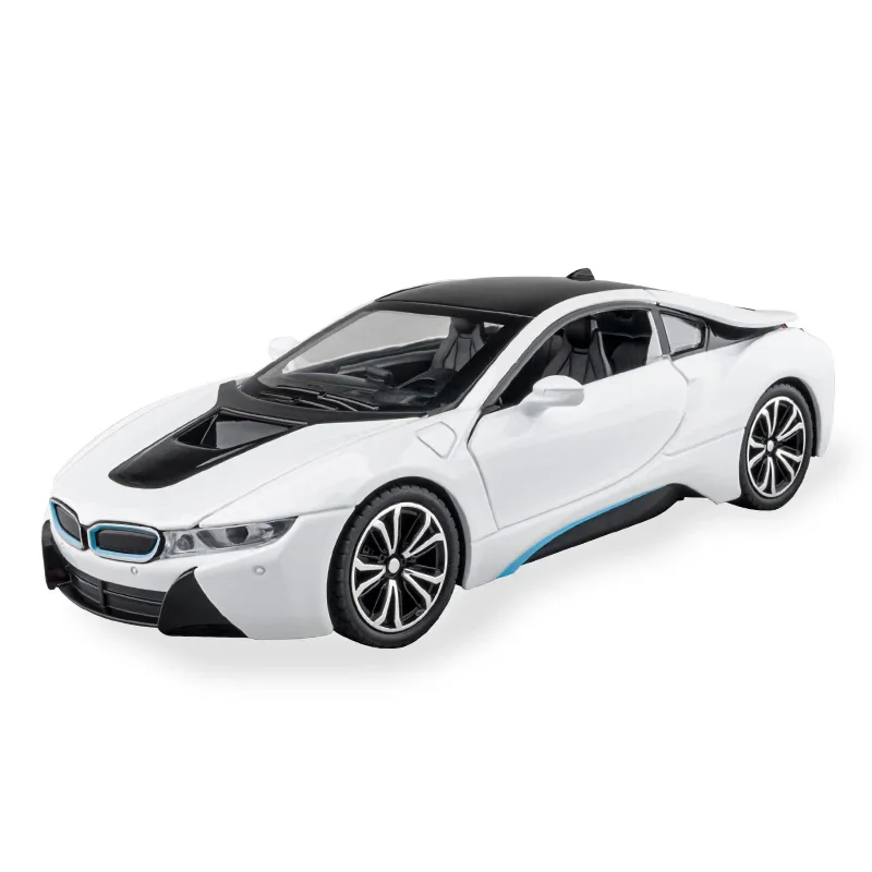 1:22 Diecast BMW I8 Sports Car Alloy Model Car Vehicle Collection Simulation Sound & Light Toys Car Children Birthday Day Gifts