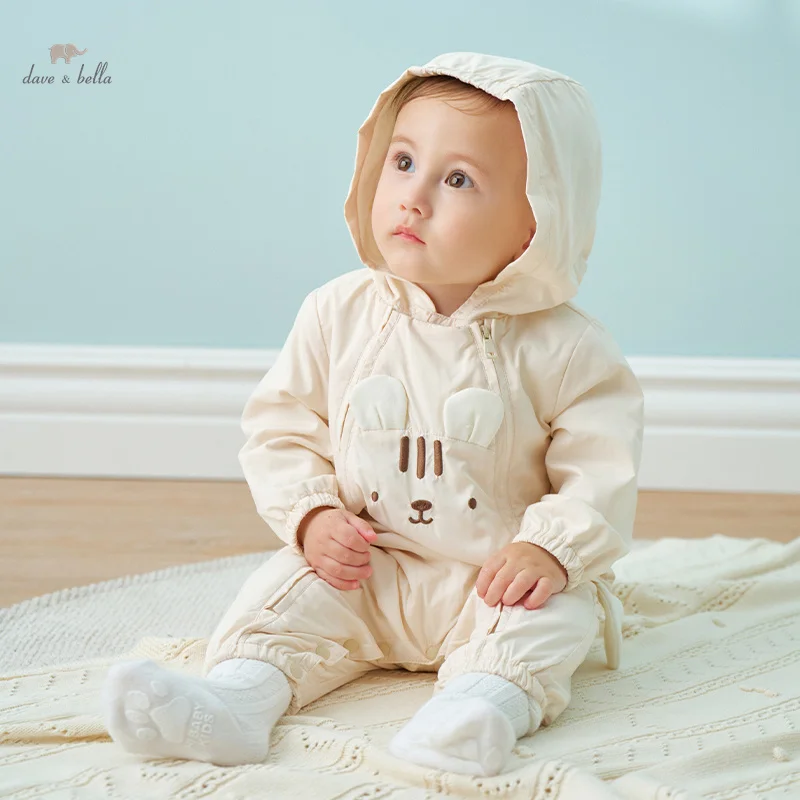 Dave Bella Autumn Newborn Clothes Baby Boy Girl Romper Long Sleeve Hooded Jumpsuit Spring Solid Infant Clothing DB3242278