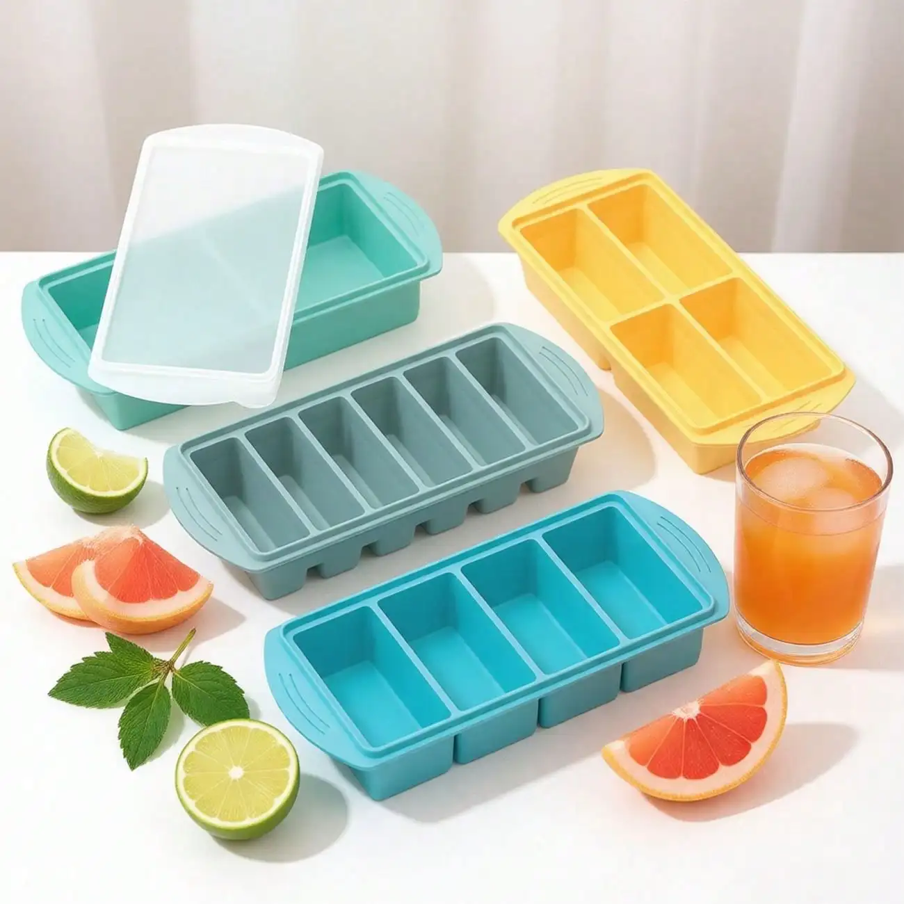 Silicone Freezer Tray with Lid 2/4 Cup Large Ice Cube Mold for Broth Soup Food Storage - Soup Cubes Freezer Container Mold