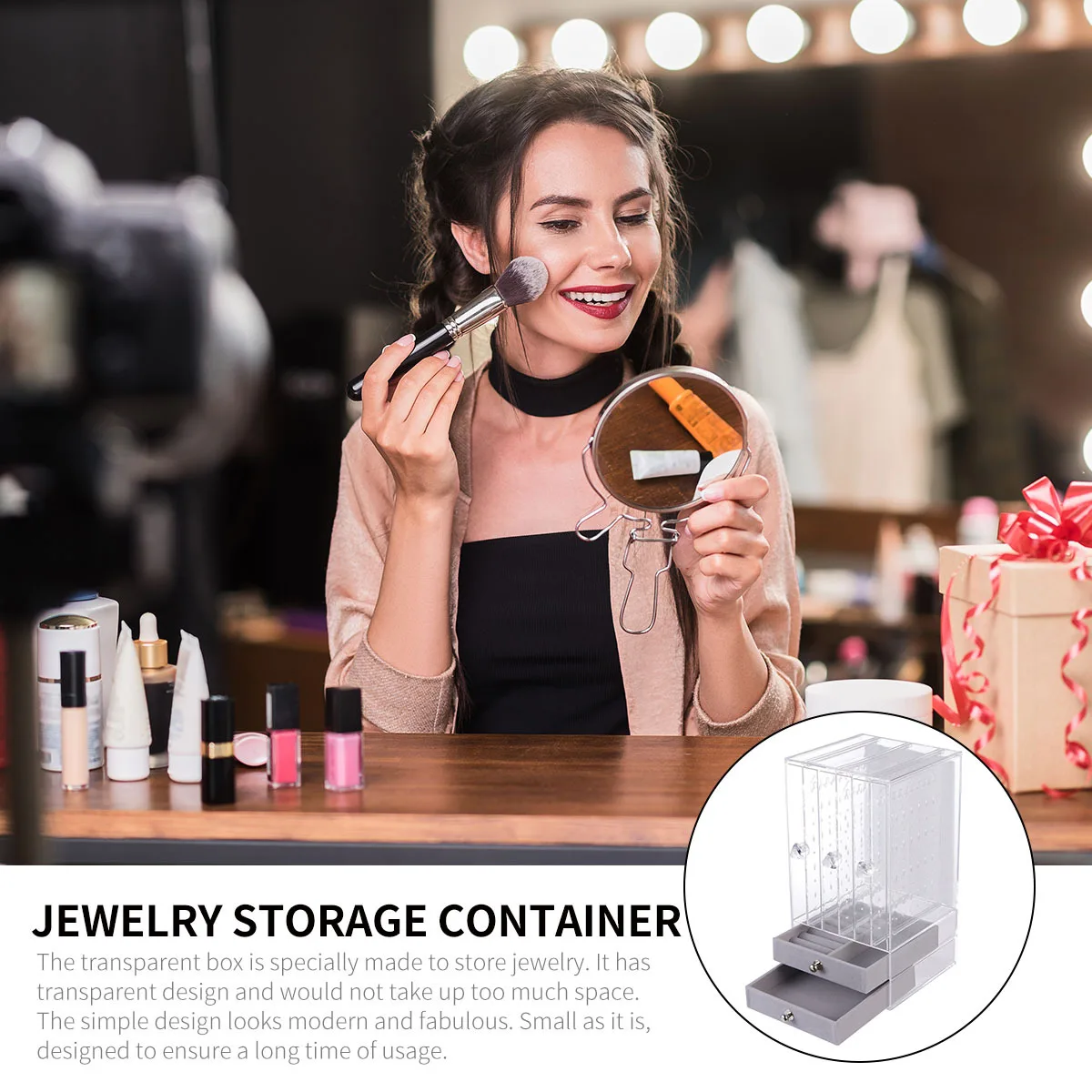 

1Pcs Portable Jewelry Storage Case Transparent Acrylic Box Organizer Storage Container for Earrings Jewelry Holder