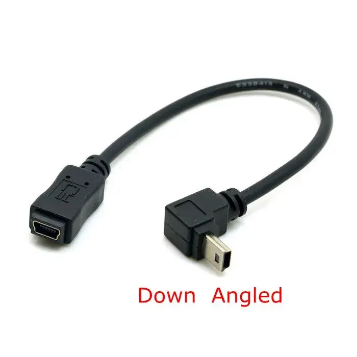 90 Grad nach oben und unten abgewinkeltes Mini-USB-5-Pin-Stecker auf Buchse-Verlängerungskabel, 0,2 m, 20 cm, kurzes Mini-USB-Adapterkabel