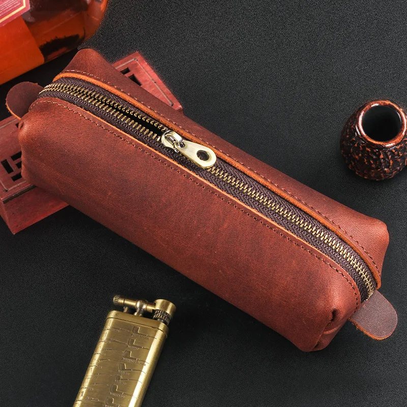 Leather Smoking Pipe Bag Large Capacity Tobacco Storage Package for Travel Pouch Smoking Tools Accessories