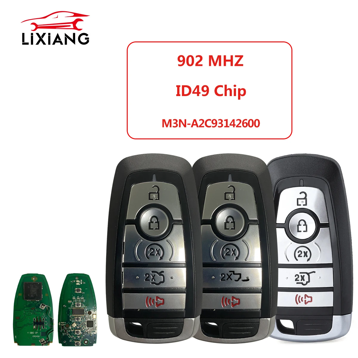 LIXIANG 902MHz ID49 M3N-A2C 93142600   Chave remota inteligente de proximidade para Ford Mustang Cobra Edge Fusion Explorer F-Series2017-2020