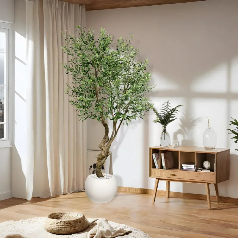 

220CM Artificial Olive Tree Potted Realistic Plastic for Modern Home Office Decor Indoor Outdoor Luxury Plant 5-Year Lifetime UV