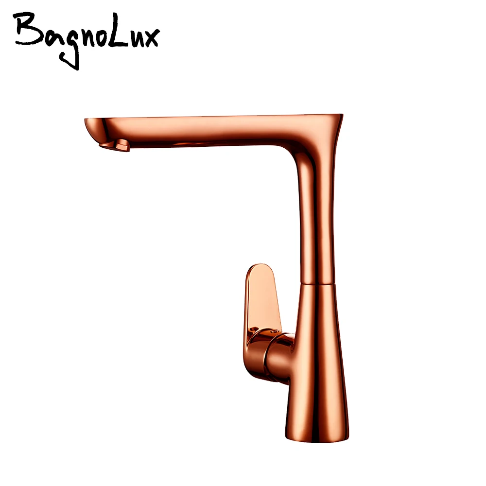 Kitchen Faucet Polished Rose Gold Kitchen Mixer  360  Rotating Hot And Cold Tap Swivel Spout On Sink Brass crane