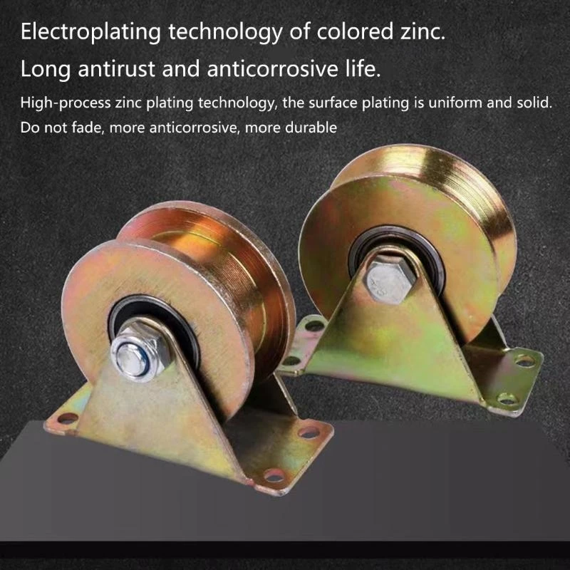 H58C 1.2in V Wheel Pulley Sliding Gate Wheel Heavy Duty Caster Rigid Track Roller Rolling Gate Electroplated